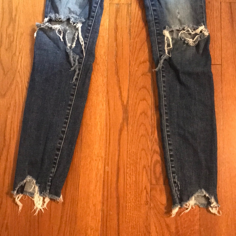 J Brand High Waisted Ripped Jeans with raw hem